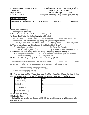 Thi kiểm tra chất lượng học kì II năm học 2014 2015 môn thi địa lí lớp 9